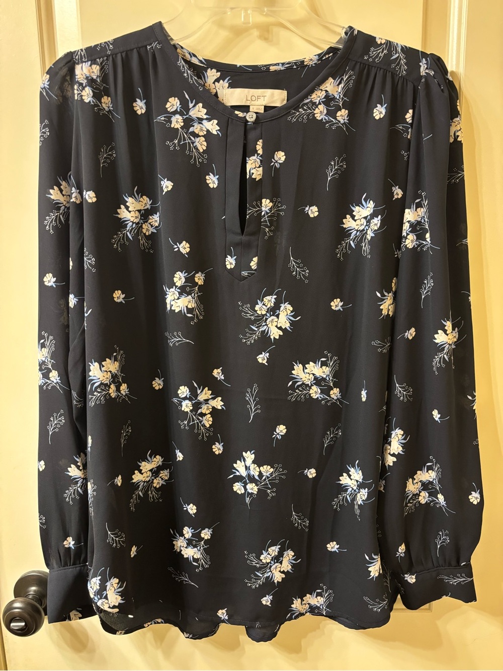 LOFT Navy Floral Blouse
